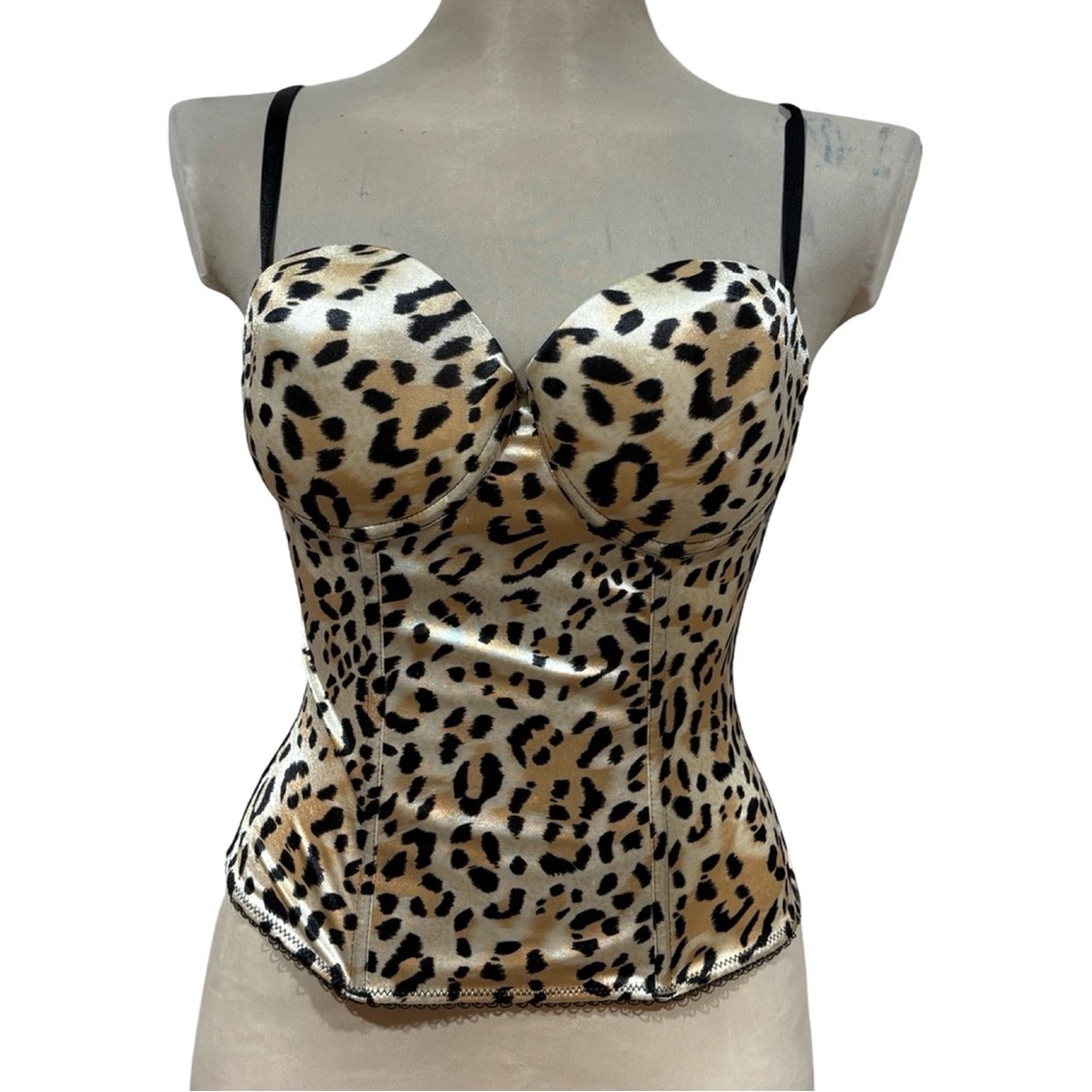 Leopard Animal Print Sexy Push-up Cup Corset Bustier Spaghetti Strap 36C